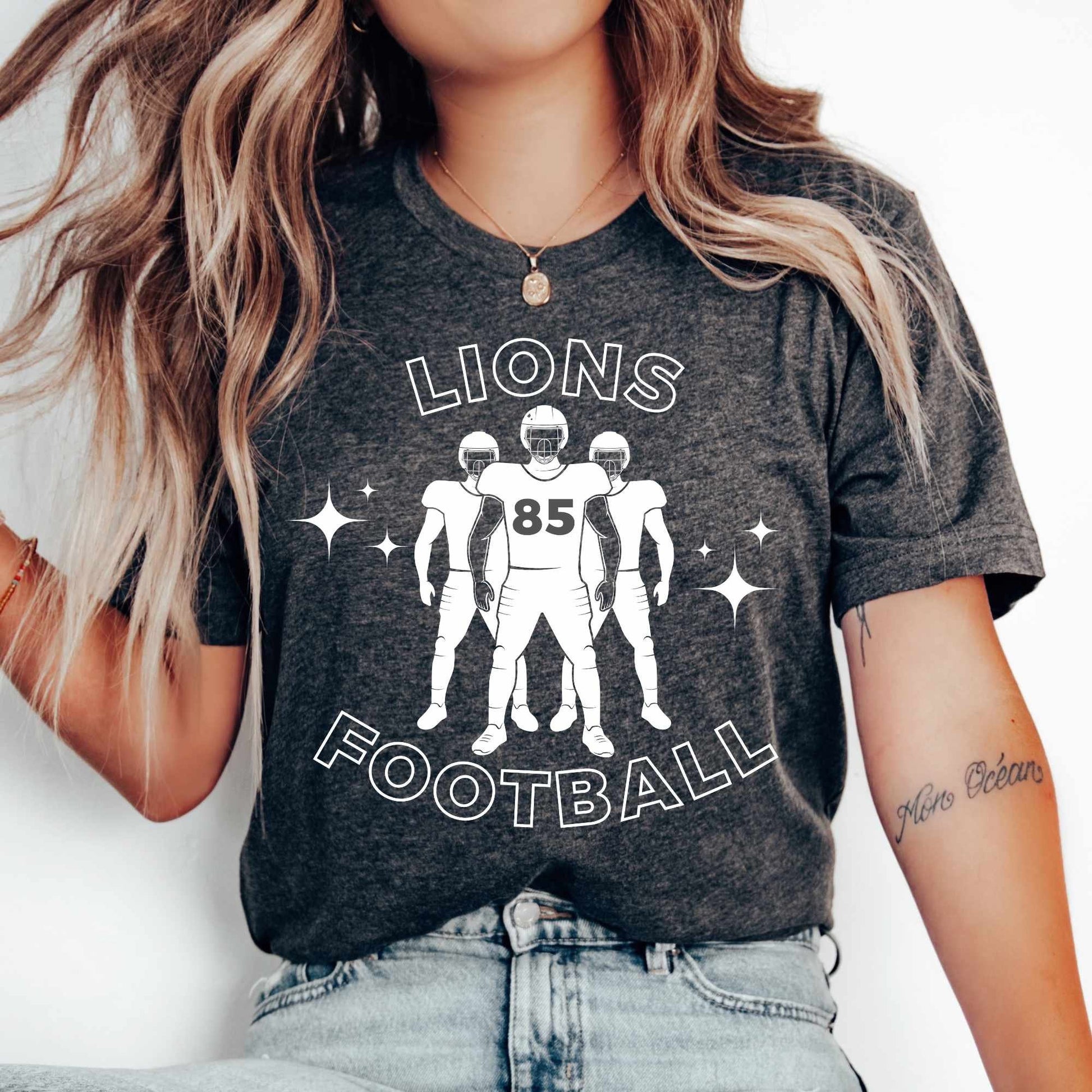 Custom Football Shirt School Mascot Shirt Lions Football Team Shirt Personalized Football Mom Shirt School Sports Game Day Mom T-Shirt