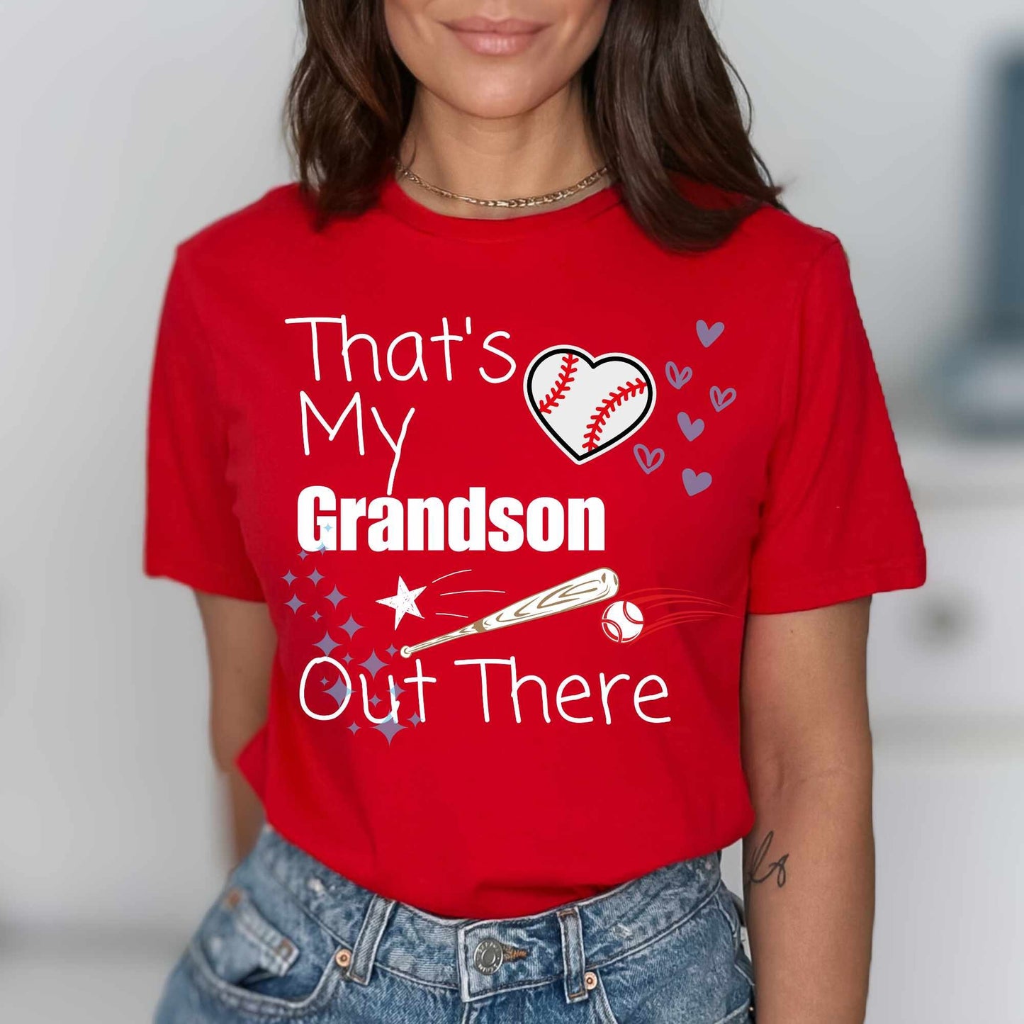 That's My Grandson Out There Baseball Shirt | Proud Baseball Grandma Tee | Game Day Grandparent TShirt | Sports Fan Family Gift