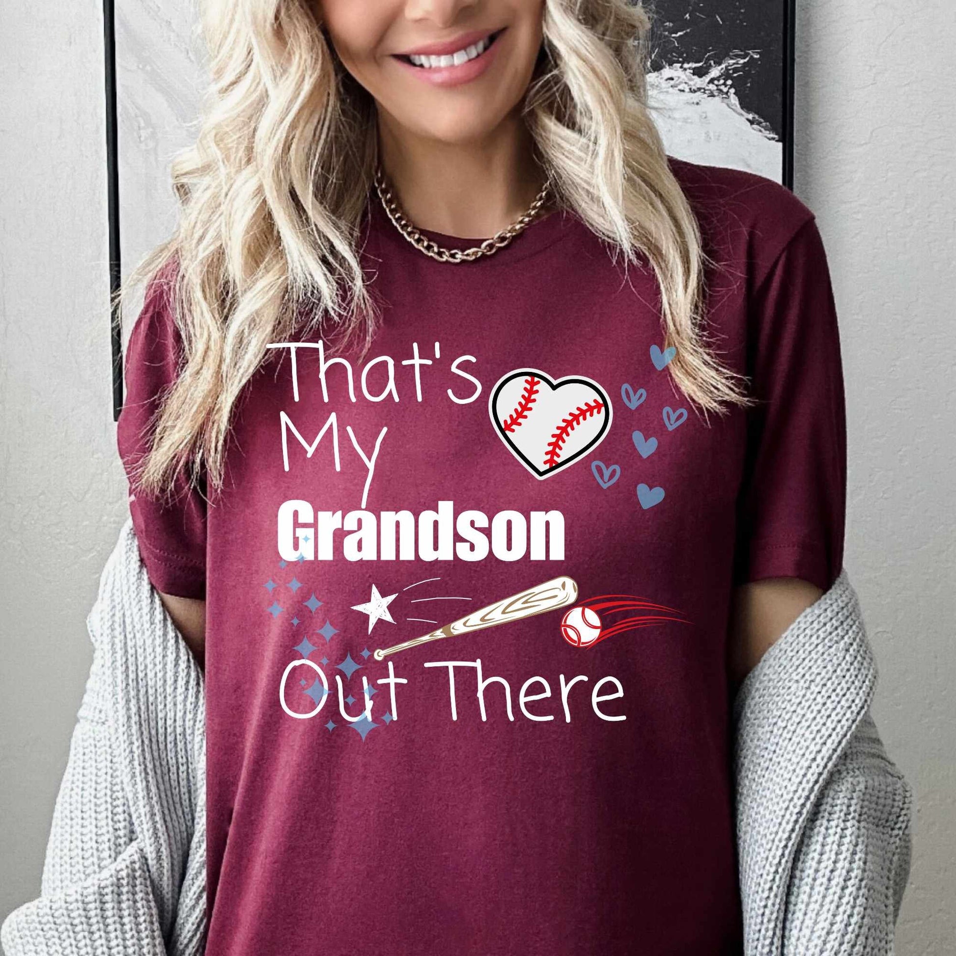 That's My Grandson Out There Baseball Shirt | Proud Baseball Grandma Tee | Game Day Grandparent TShirt | Sports Fan Family Gift