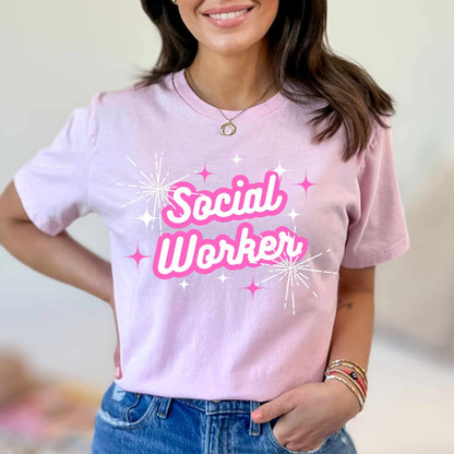 Social Worker T Shirt Gift For School Social Worker TShirt lmsw Shirt Trendy Pink Tee Cute SW Shirts Social Work Month Teacher Appreciation