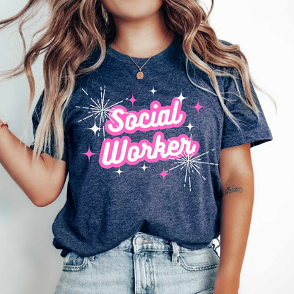 Social Worker T Shirt Gift For School Social Worker TShirt lmsw Shirt Trendy Pink Tee Cute SW Shirts Social Work Month Teacher Appreciation