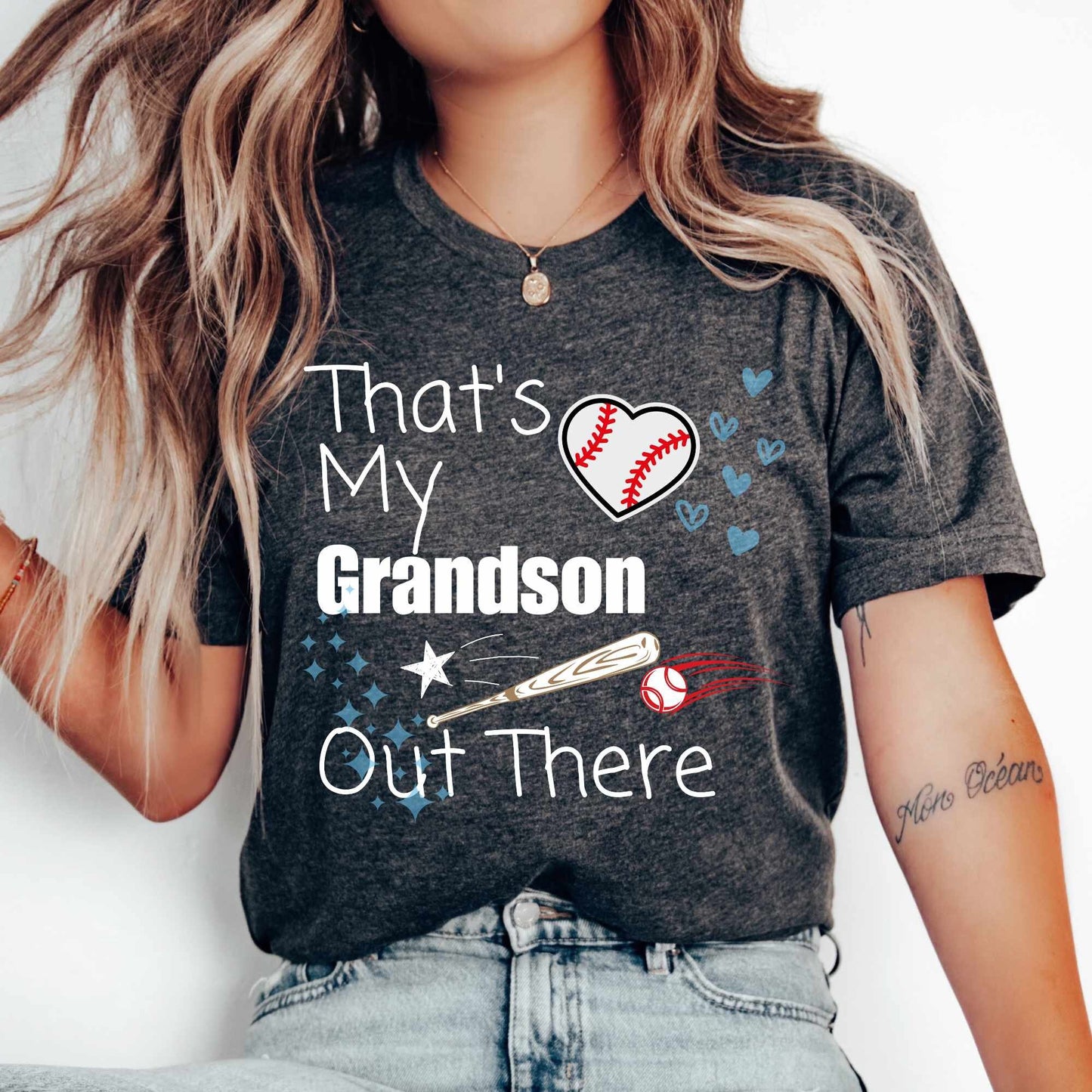 That's My Grandson Out There Baseball Shirt | Proud Baseball Grandma Tee | Game Day Grandparent TShirt | Sports Fan Family Gift