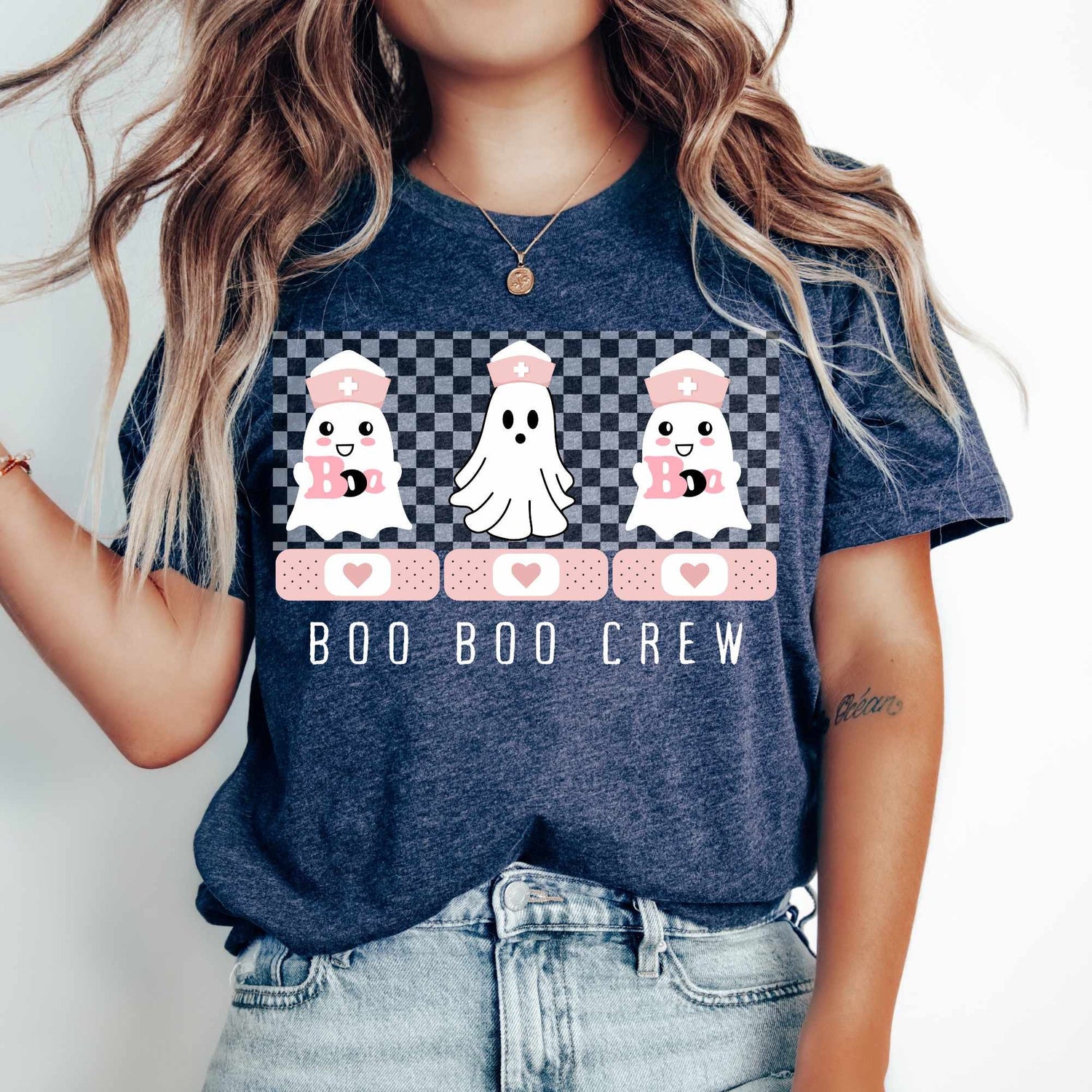 Boo Boo Crew Nurse Shirt | Cute Ghost Halloween Tee | Checkerboard Nurse Halloween Shirt | Nurse Halloween Gift | Spooky RN TShirt