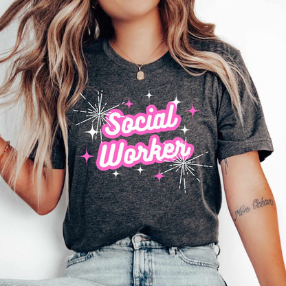 Social Worker T Shirt Gift For School Social Worker TShirt lmsw Shirt Trendy Pink Tee Cute SW Shirts Social Work Month Teacher Appreciation