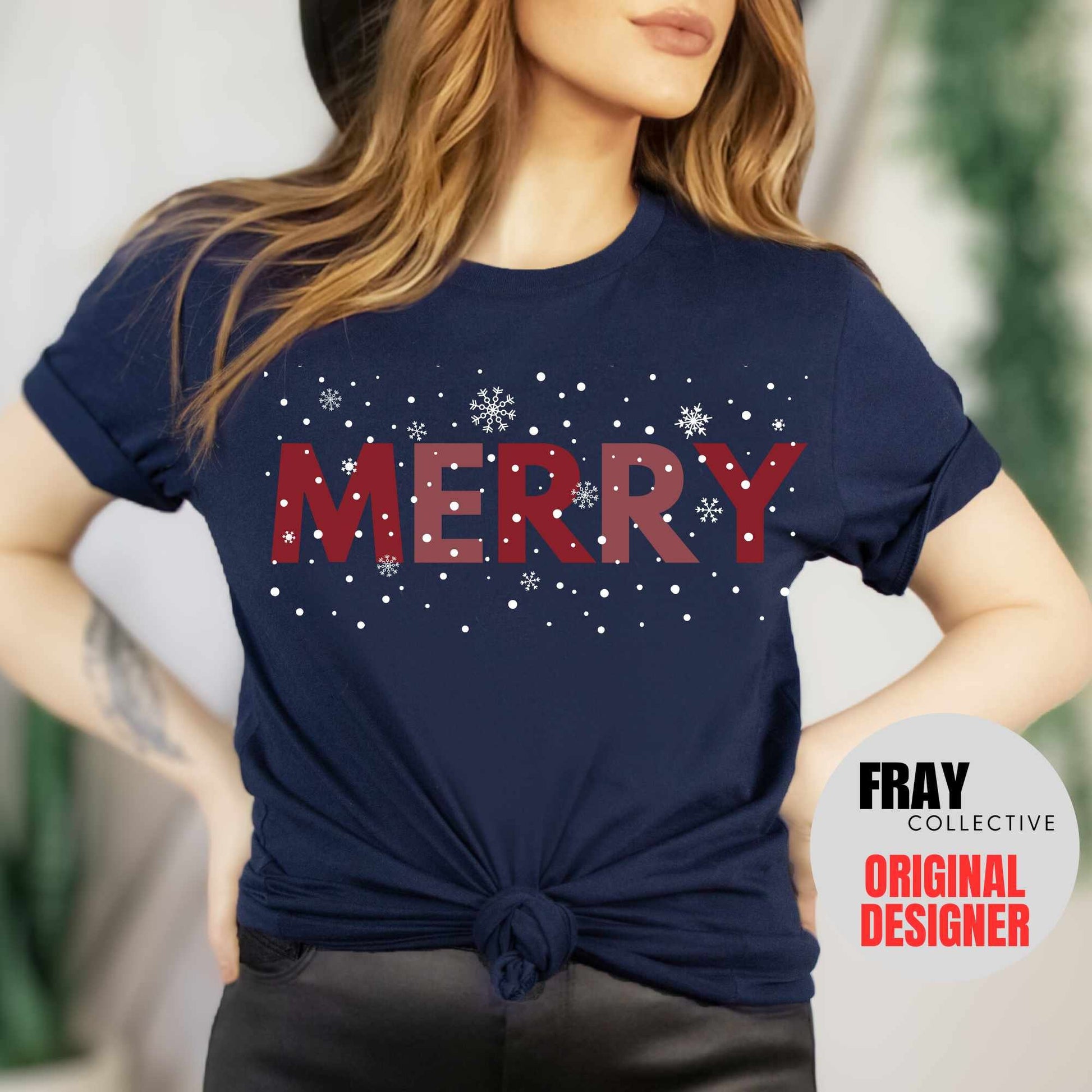 Merry And Bright TShirt Christmas Shirt Snow Day Shirt Merry Shirt Womens Holiday Tee Xmas Shirts Cute Christmas Tees Christmas T-Shirt