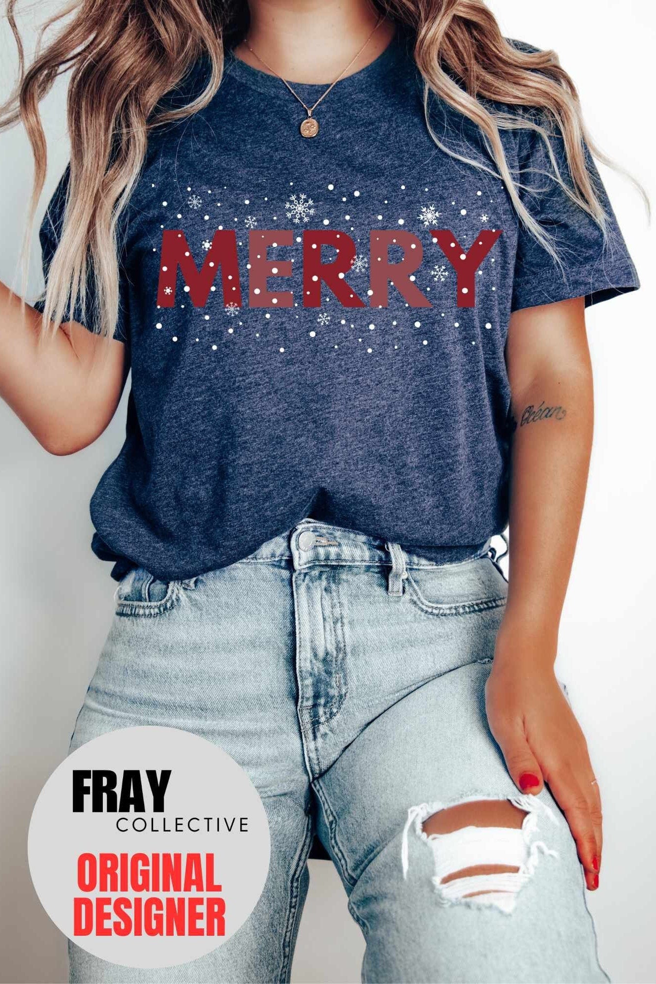 Merry And Bright TShirt Christmas Shirt Snow Day Shirt Merry Shirt Womens Holiday Tee Xmas Shirts Cute Christmas Tees Christmas T-Shirt