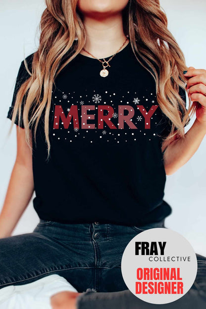 Merry And Bright TShirt Christmas Shirt Snow Day Shirt Merry Shirt Womens Holiday Tee Xmas Shirts Cute Christmas Tees Christmas T-Shirt