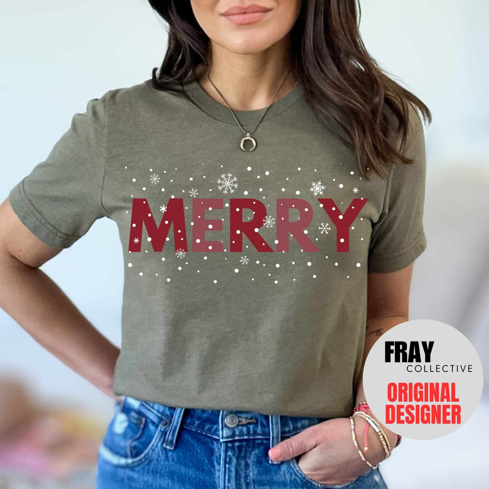 Merry And Bright TShirt Christmas Shirt Snow Day Shirt Merry Shirt Womens Holiday Tee Xmas Shirts Cute Christmas Tees Christmas T-Shirt