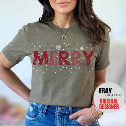 Merry And Bright TShirt Christmas Shirt Snow Day Shirt Merry Shirt Womens Holiday Tee Xmas Shirts Cute Christmas Tees Christmas T-Shirt