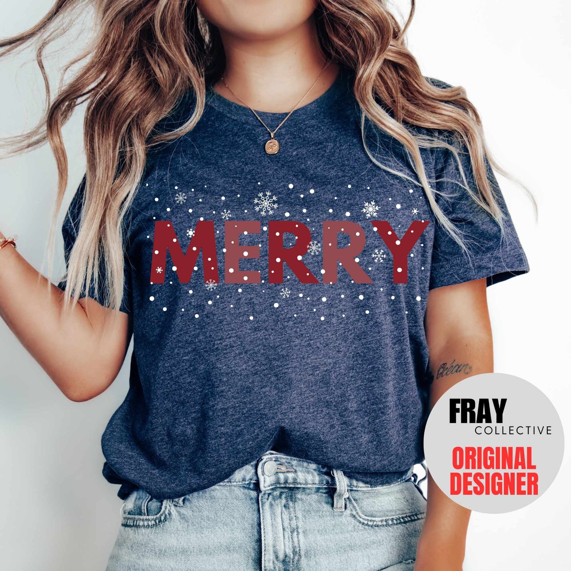 Merry And Bright TShirt Christmas Shirt Snow Day Shirt Merry Shirt Womens Holiday Tee Xmas Shirts Cute Christmas Tees Christmas T-Shirt