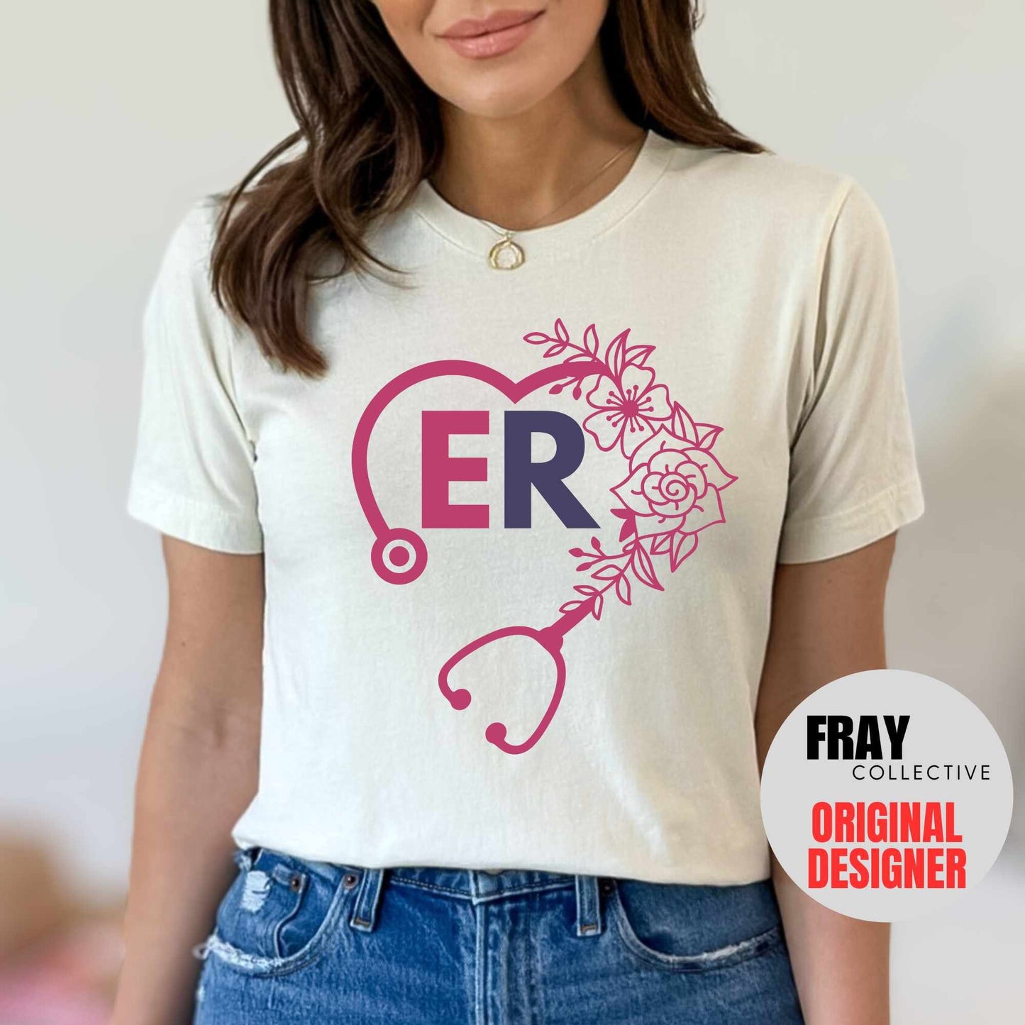ER Nurse Shirt: Floral Stethoscope Heart Tee | Emergency Department