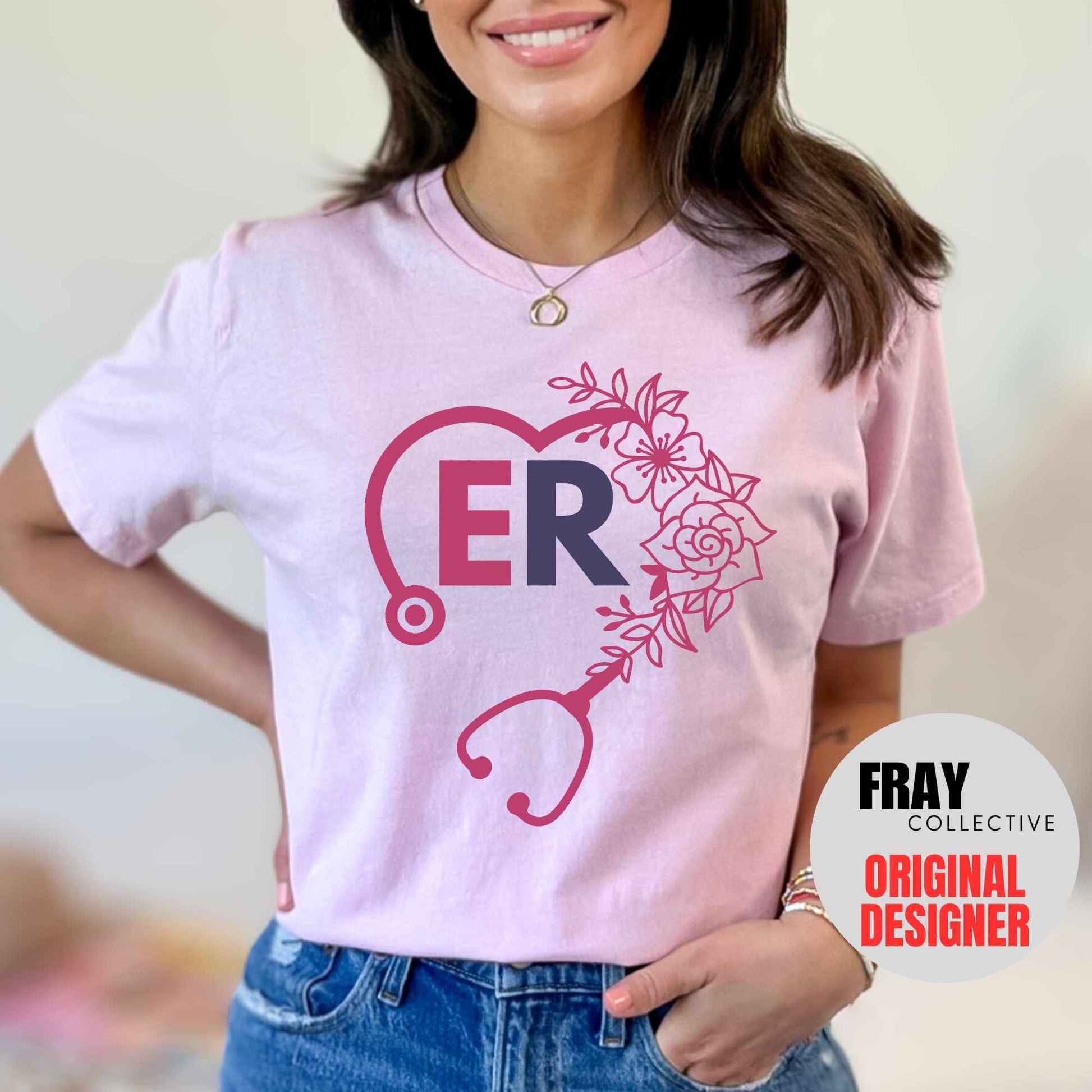 ER Nurse Shirt: Floral Stethoscope Heart Tee | Emergency Department