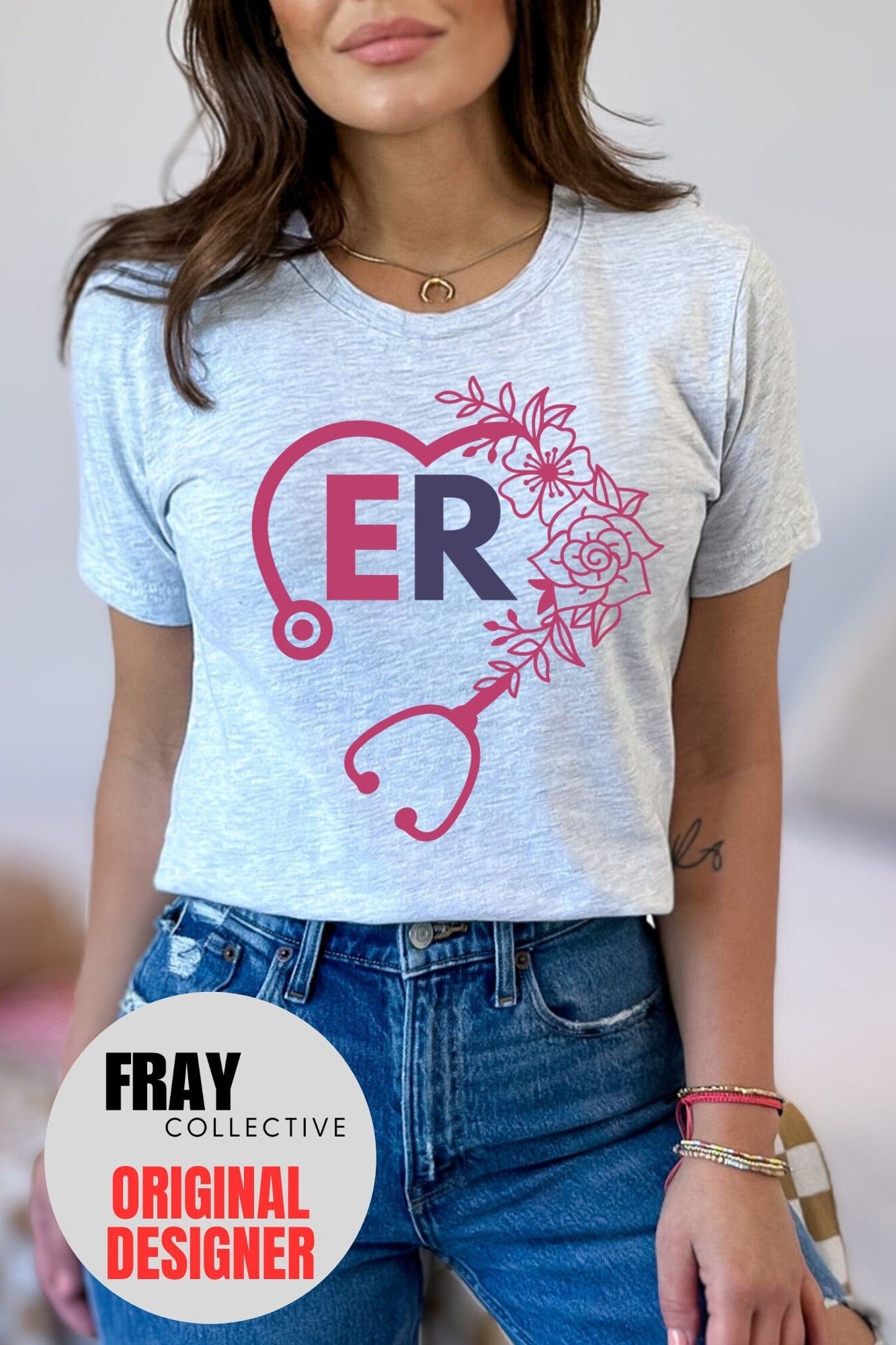 ER Nurse Shirt: Floral Stethoscope Heart Tee | Emergency Department