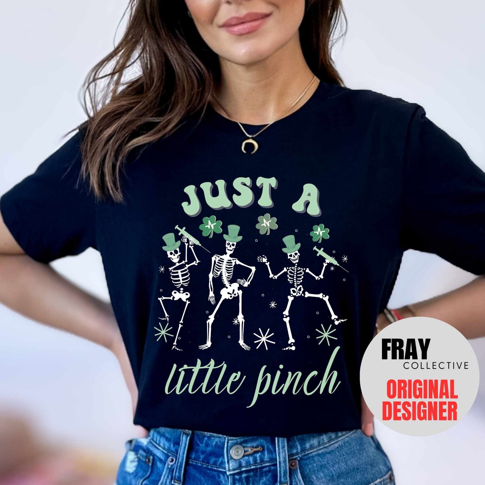 St. Patrick's Day Nurse Shirts Nurse St. Patricks Shirts One Lucky Nurse Shamrock T-Shirt for Women Just a Little Pinch Phlebotomist RN PA