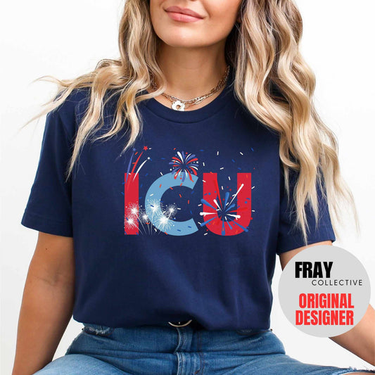ICU Nurse T-Shirt ICU 4th Of July Shirt Red White Blue ICU Crew Squad Intensive Care Unit July 4th Independence Day Icu Rn Fourth Of July