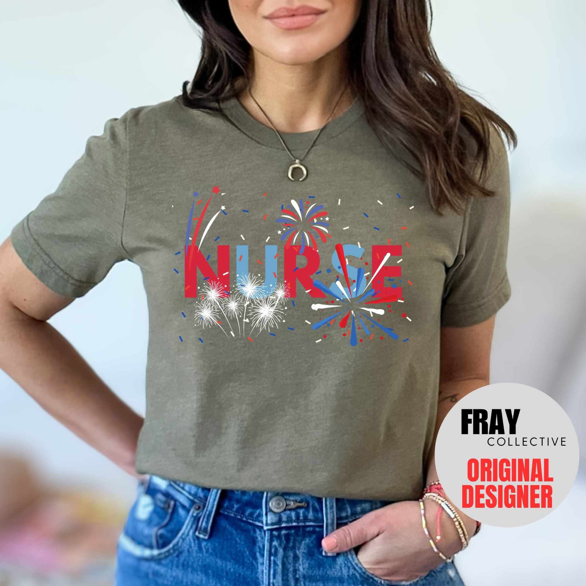 Nurse Shirt 4th of July T-Shirt RN Patriotic Tee Registered Nurse Fireworks Shirt LVN LPN American July 4th Independence Day Fourth Of July