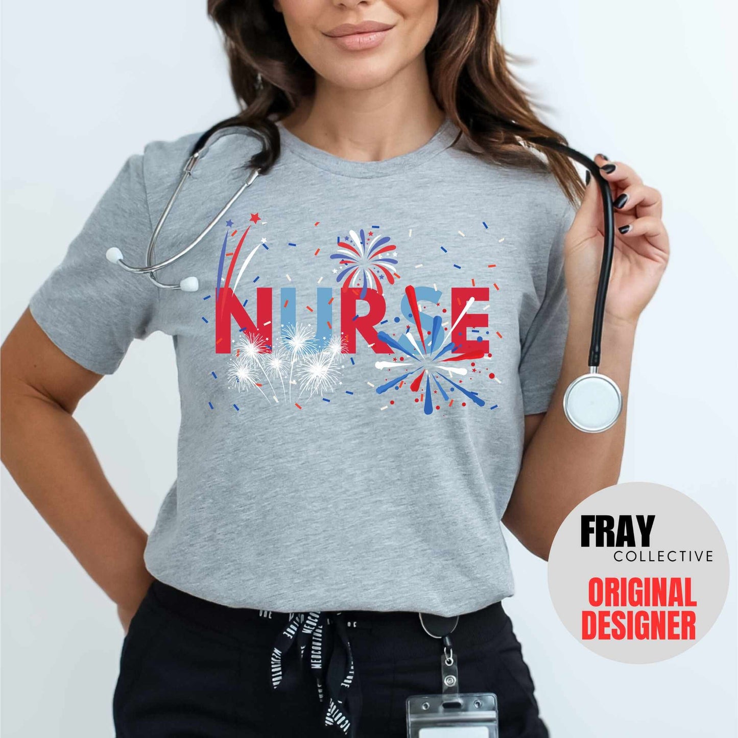 Nurse Shirt 4th of July T-Shirt RN Patriotic Tee Registered Nurse Fireworks Shirt LVN LPN American July 4th Independence Day Fourth Of July