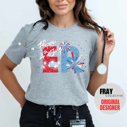 ER Nurse 4th of July T-Shirt ER Shirt Patriotic Emergency Nurse American July 4th Independence Day Emergency Room Rn Shirt Fourth July Tee