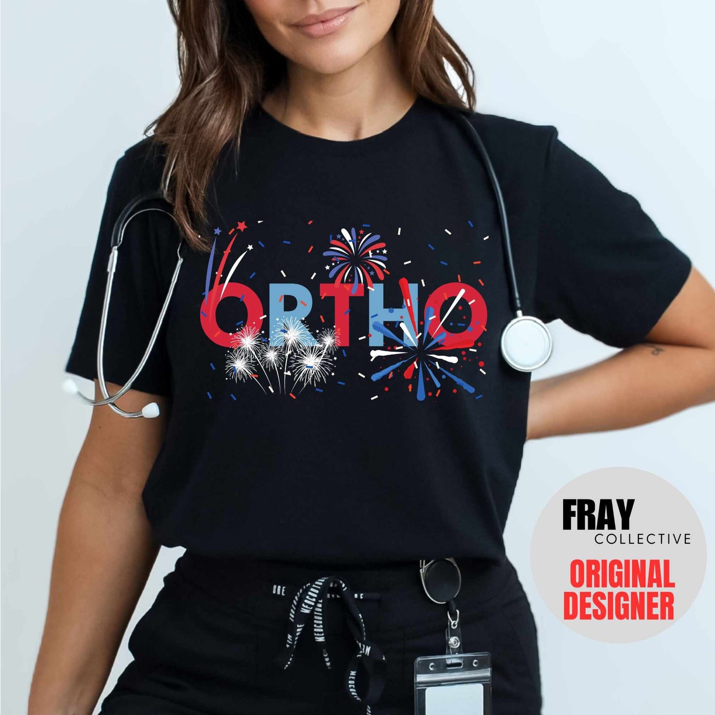 Ortho Nurse 4th of July T-Shirt Orthopedic Shirt Patriotic Ortho Nurse American July 4th Independence Day Ortho Squad Crew Rn Fourth July