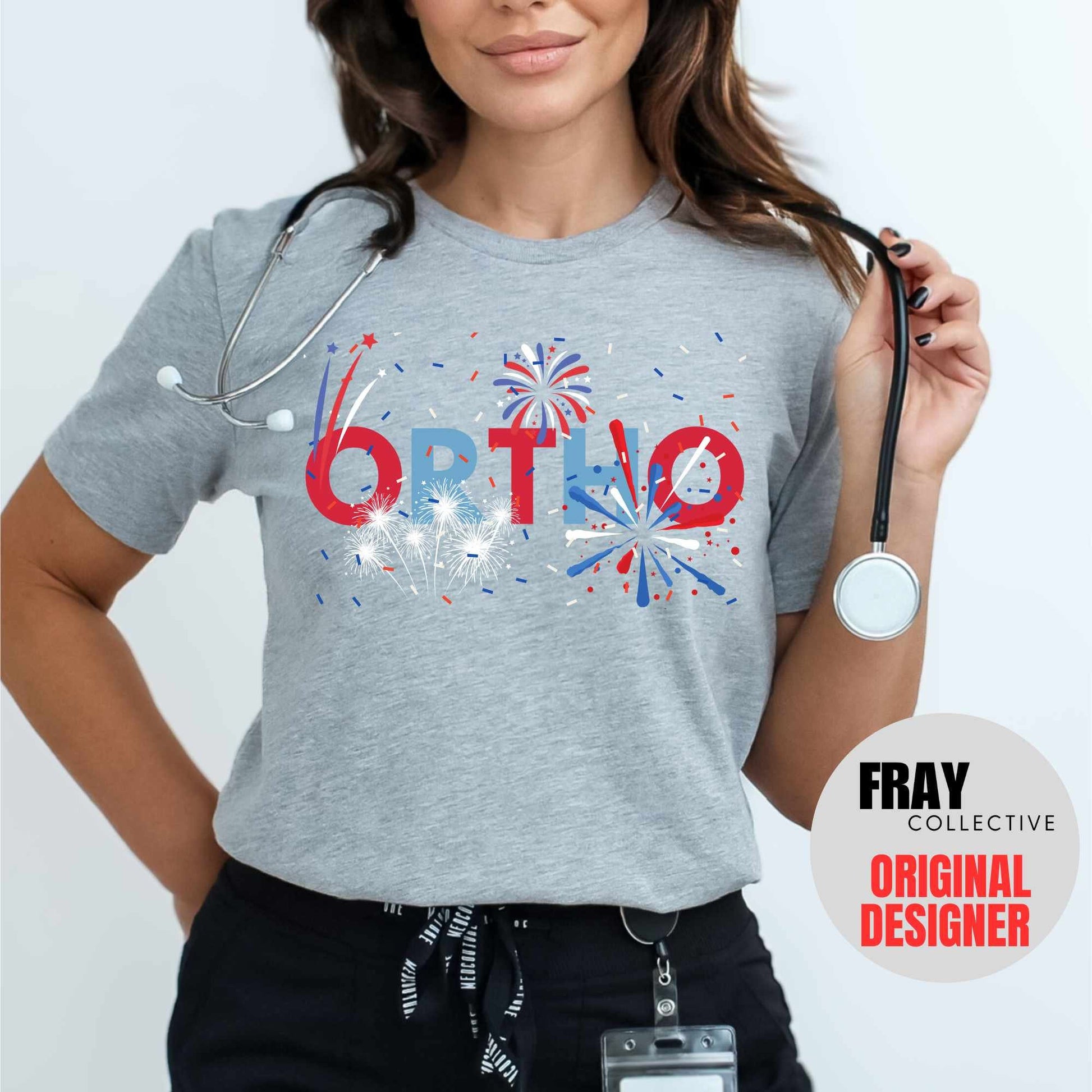 Ortho Nurse 4th of July T-Shirt Orthopedic Shirt Patriotic Ortho Nurse American July 4th Independence Day Ortho Squad Crew Rn Fourth July