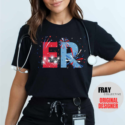 ER Nurse 4th of July T-Shirt ER Shirt Patriotic Emergency Nurse American July 4th Independence Day Emergency Room Rn Tee Memorial Labor Day