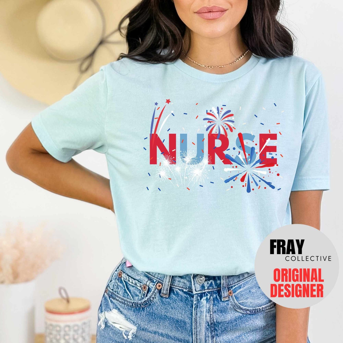 Nurse Shirt 4th of July T-Shirt RN Patriotic Tee Registered Nurse Fireworks Shirt LVN LPN American July 4th Independence Day Fourth Of July