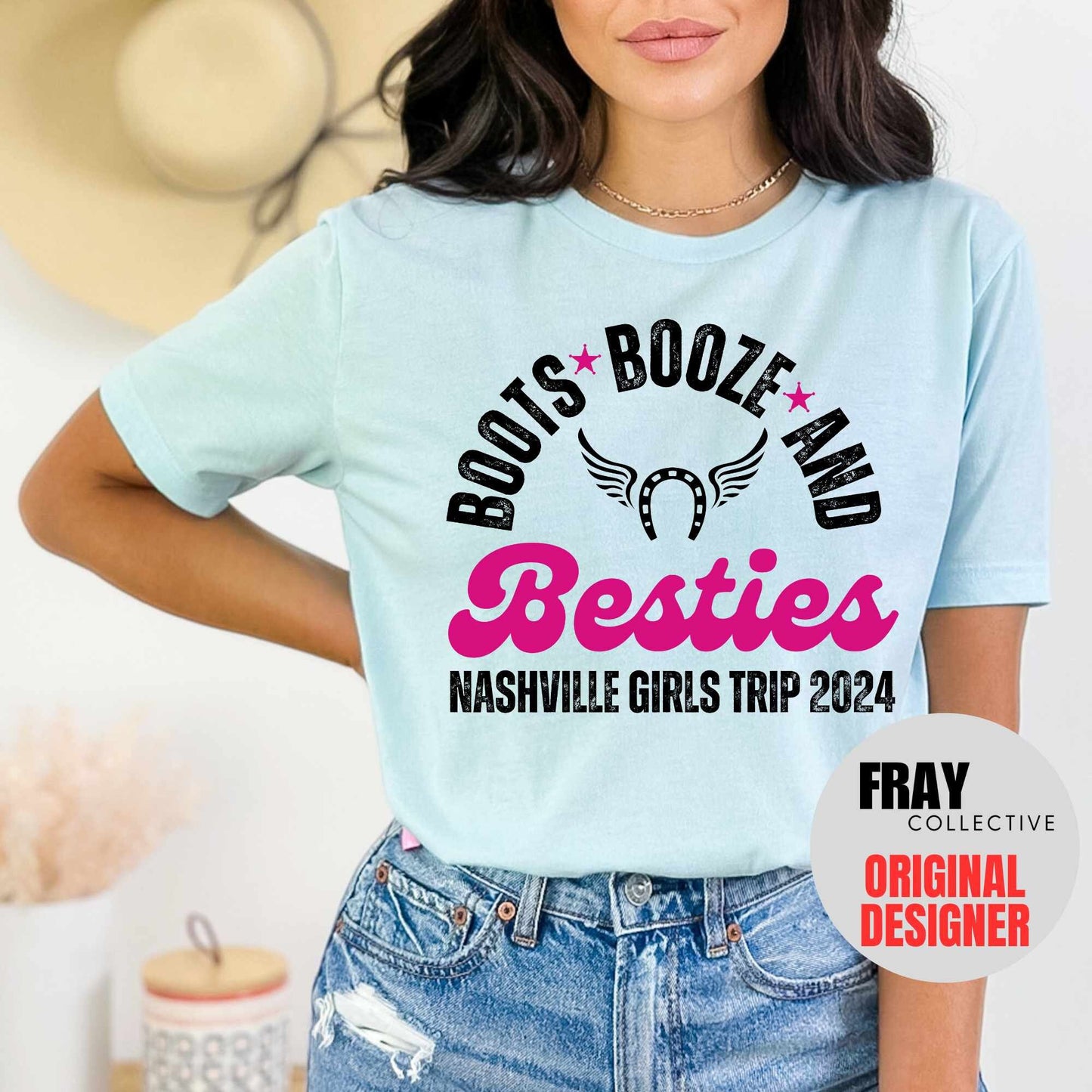 Nashville Girls Trip Shirts Birthday Shirts Bachelorette Shirts Boots Booze and Besties Cowgirl Girls Best Friend Shirts Western Cowgirl Top