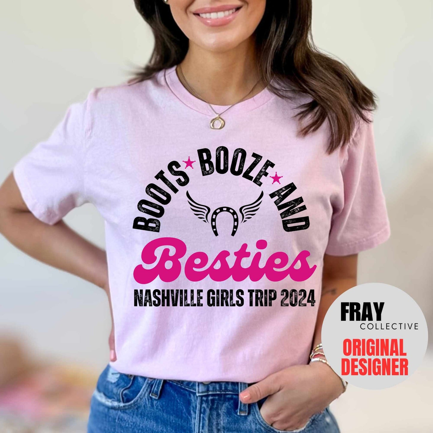 Nashville Girls Trip Shirts Birthday Shirts Bachelorette Shirts Boots Booze and Besties Cowgirl Girls Best Friend Shirts Western Cowgirl Top