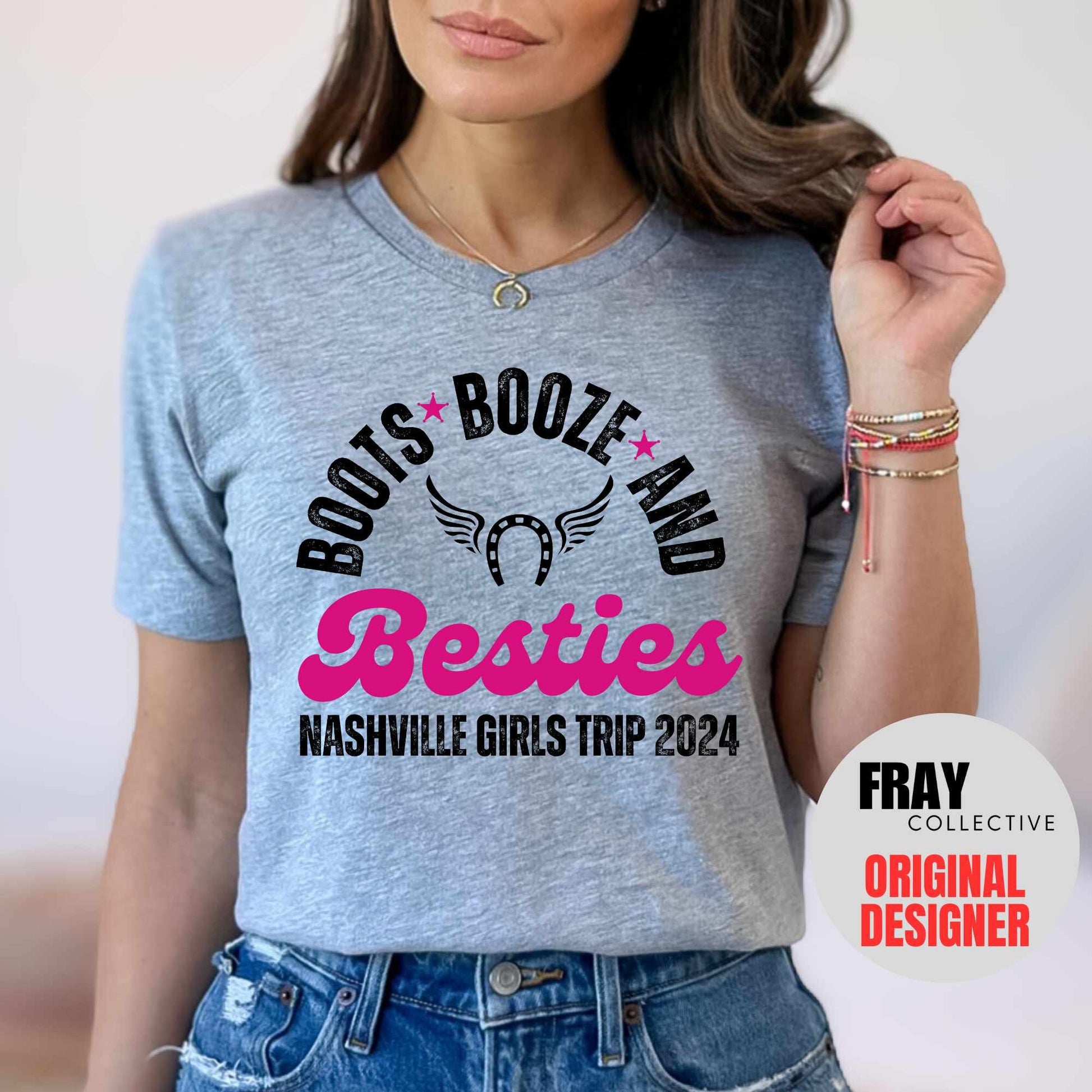 Nashville Girls Trip Shirts Birthday Shirts Bachelorette Shirts Boots Booze and Besties Cowgirl Girls Best Friend Shirts Western Cowgirl Top