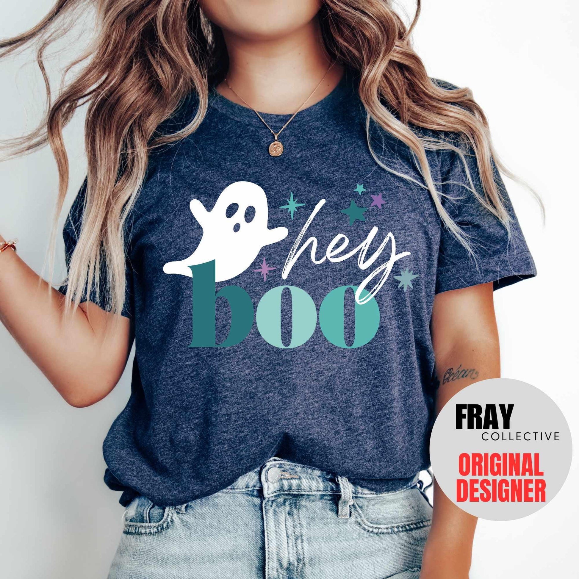 Ghost Halloween Shirt Hey Boo Halloween T-Shirt Womens Halloween Tee Cute Ghost Shirt Halloween Costume Funny Halloween Boo Ghouls TShirt