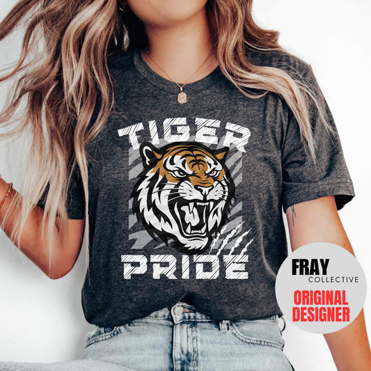 Tiger School Mascot Shirt Tiger Pride Team T-Shirt Game Day Tee Tiger Mascot Football Mom Dad School Spirit Friday Night Lights Tee