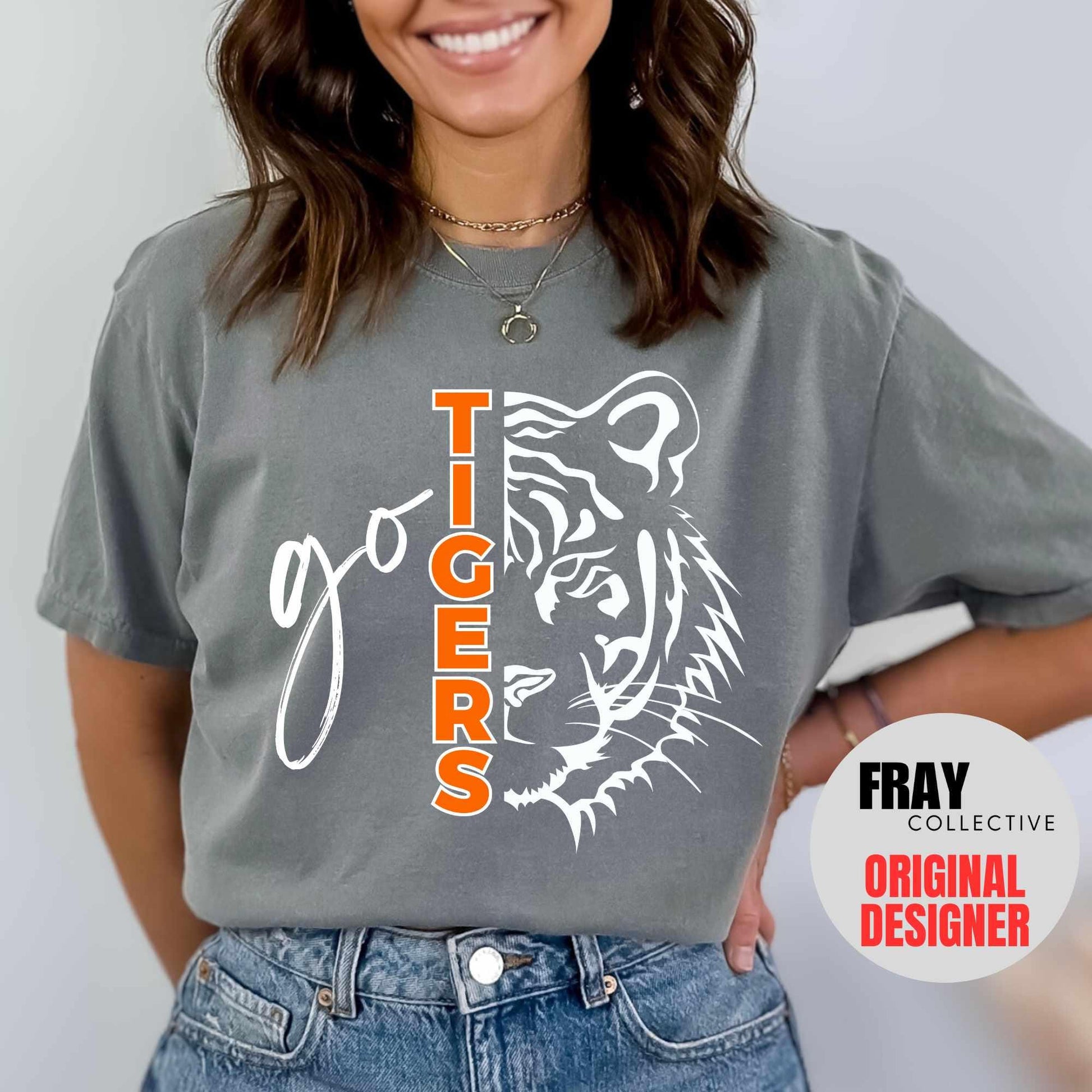 Tiger School Mascot Shirt Go Tigers Football Mom T-Shirt Tiger Team Mascot Tigers Baseball Volleyball Soccer Basketball Track Spirit Tee