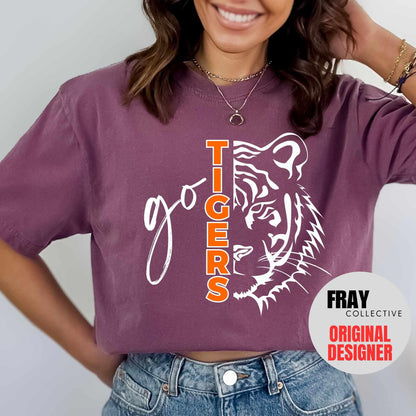 Tiger School Mascot Shirt Go Tigers Football Mom T-Shirt Tiger Team Mascot Tigers Baseball Volleyball Soccer Basketball Track Spirit Tee