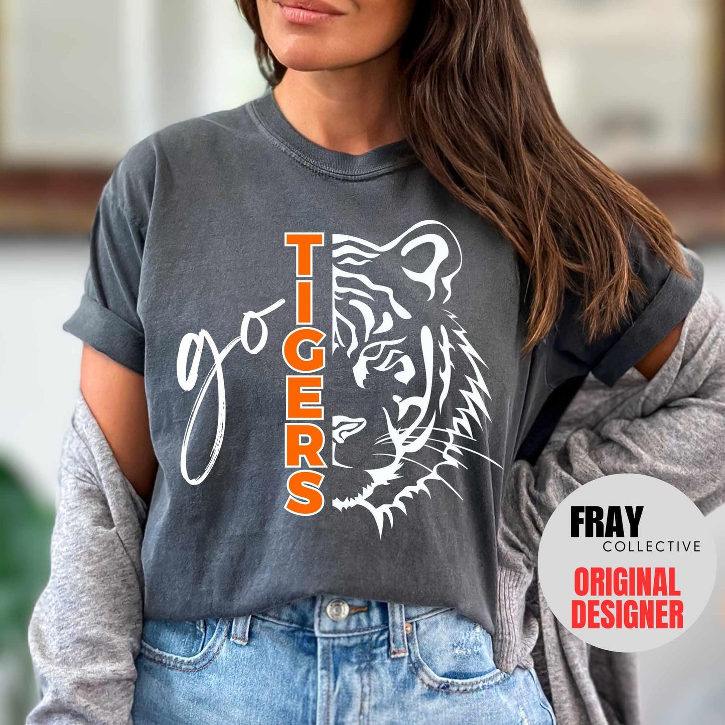 Tiger School Mascot Shirt Go Tigers Football Mom T-Shirt Tiger Team Mascot Tigers Baseball Volleyball Soccer Basketball Track Spirit Tee