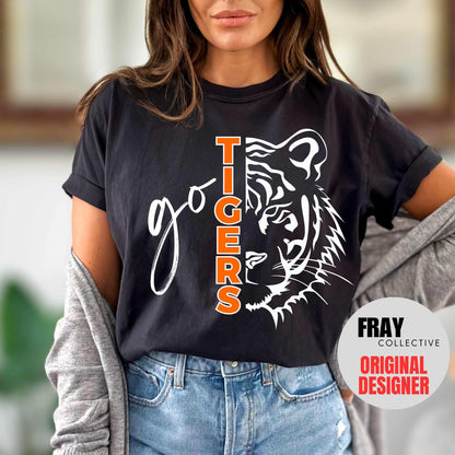 Tiger School Mascot Shirt Go Tigers Football Mom T-Shirt Tiger Team Mascot Tigers Baseball Volleyball Soccer Basketball Track Spirit Tee