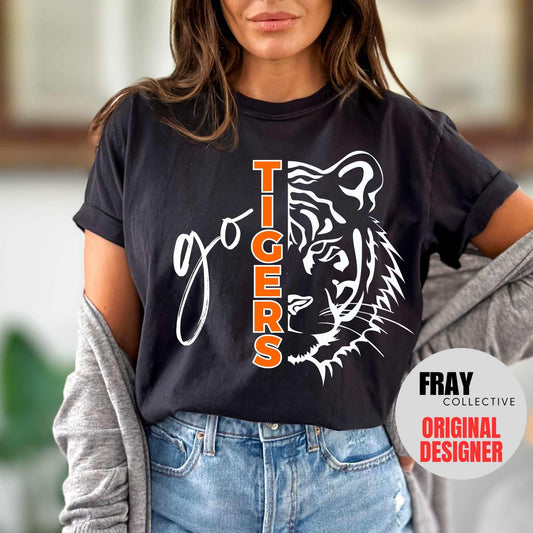 Tiger School Mascot Shirt Go Tigers Football Mom T-Shirt Tiger Team Mascot Tigers Baseball Volleyball Soccer Basketball Track Spirit Tee