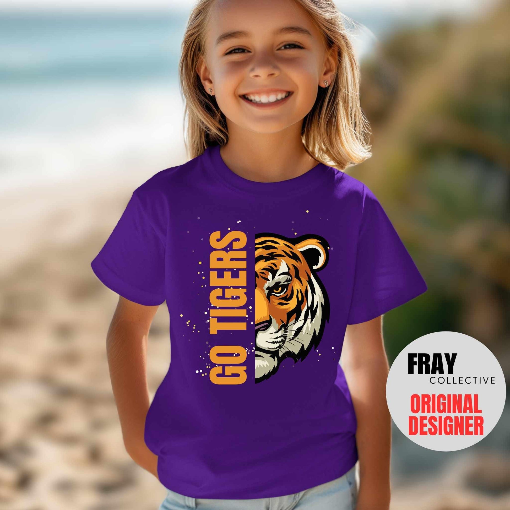 Kids Tigers Shirt Childrens Tigers Football T-Shirt Game Day Tee Team Spirit Shirt Baseball Track And Field Volleyball Cheer Band