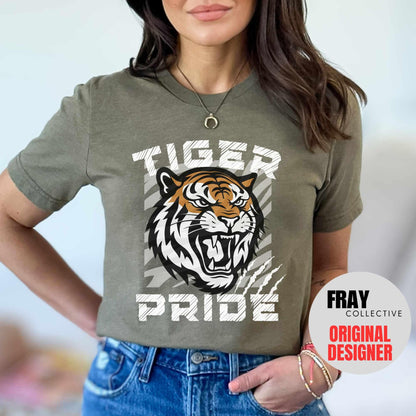 Tiger School Mascot Shirt Tiger Pride Team T-Shirt Game Day Tee Tiger Mascot Football Mom Dad School Spirit Friday Night Lights Tee