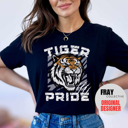 Tiger School Mascot Shirt Tiger Pride Team T-Shirt Game Day Tee Tiger Mascot Football Mom Dad School Spirit Friday Night Lights Tee