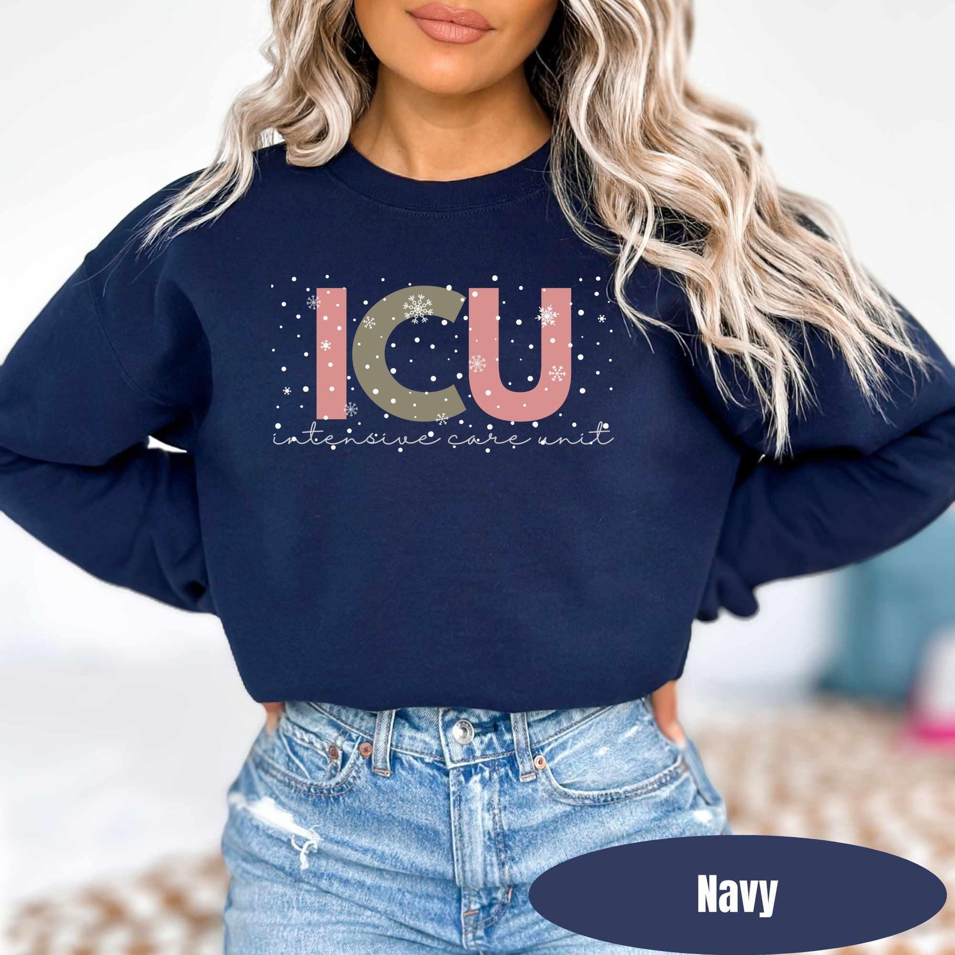 ICU Nurse Sweatshirt ICU Christmas Shirt ICU When You're Sleeping Rn Christmas T Shirt Critical Care Ccu Intensive Care Xmas Holiday Tee