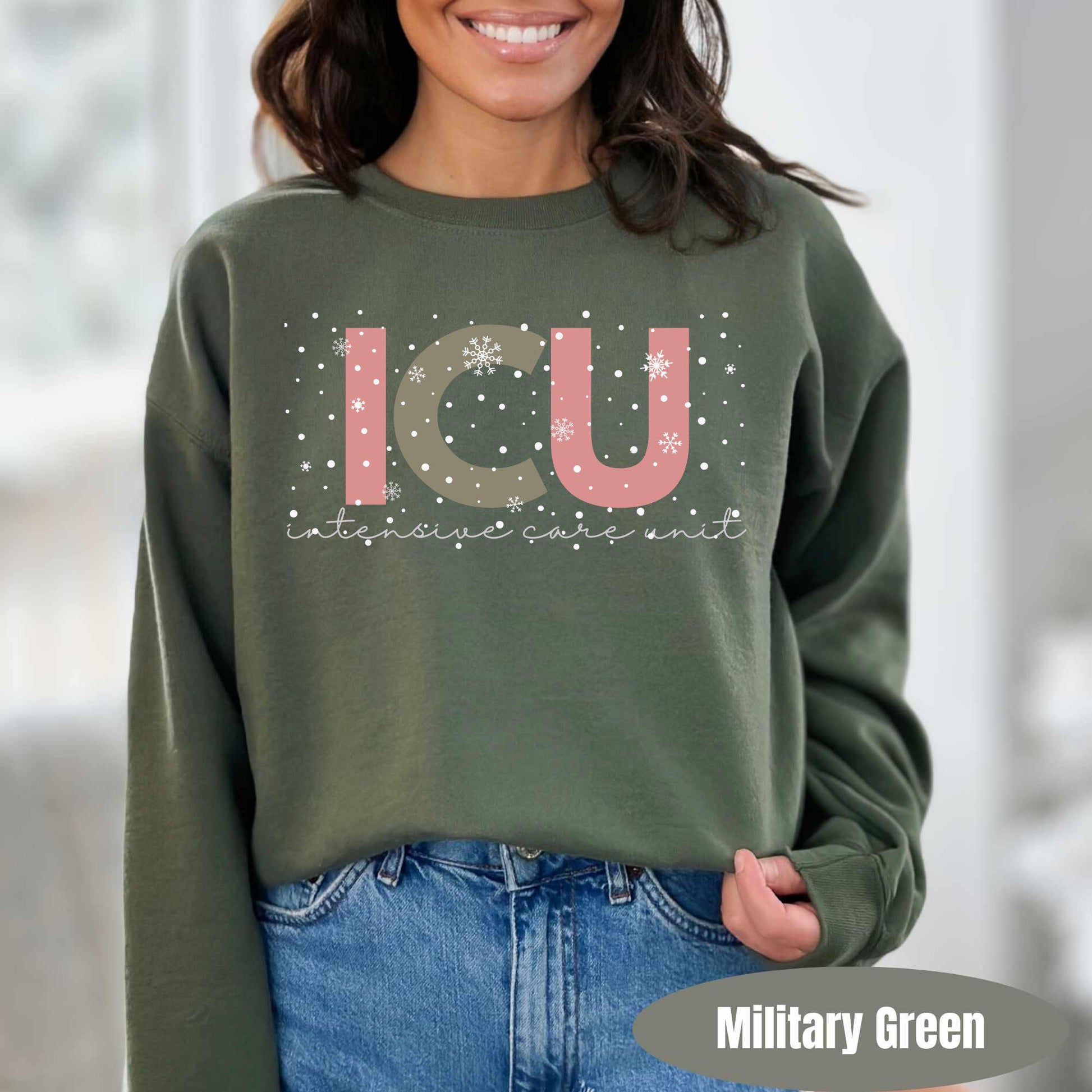 ICU Nurse Sweatshirt ICU Christmas Shirt ICU When You're Sleeping Rn Christmas T Shirt Critical Care Ccu Intensive Care Xmas Holiday Tee