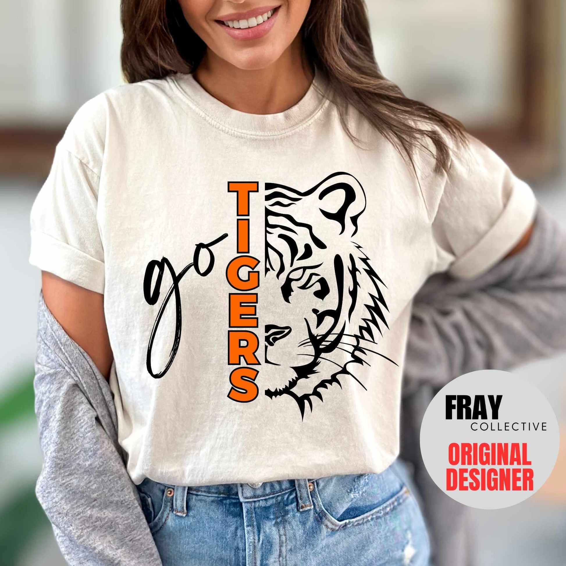 Tiger School Mascot Shirt Go Tigers Football Mom T-Shirt Tiger Team Mascot Tigers Baseball Volleyball Soccer Basketball Track Spirit Tee