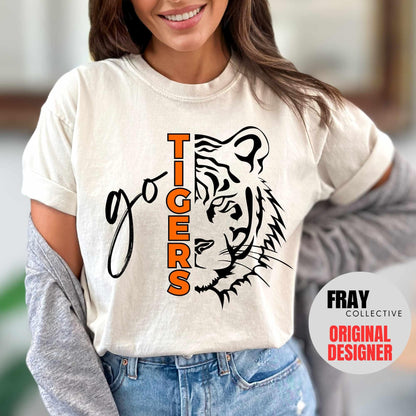 Tiger School Mascot Shirt Go Tigers Football Mom T-Shirt Tiger Team Mascot Tigers Baseball Volleyball Soccer Basketball Track Spirit Tee