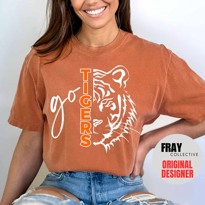 Tiger School Mascot Shirt Go Tigers Football Mom T-Shirt Tiger Team Mascot Tigers Baseball Volleyball Soccer Basketball Track Spirit Tee