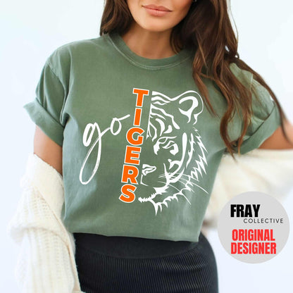 Tiger School Mascot Shirt Go Tigers Football Mom T-Shirt Tiger Team Mascot Tigers Baseball Volleyball Soccer Basketball Track Spirit Tee