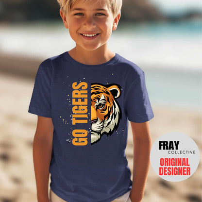 Kids Tigers Shirt Childrens Tigers Football T-Shirt Game Day Tee Team Spirit Shirt Baseball Track And Field Volleyball Cheer Band