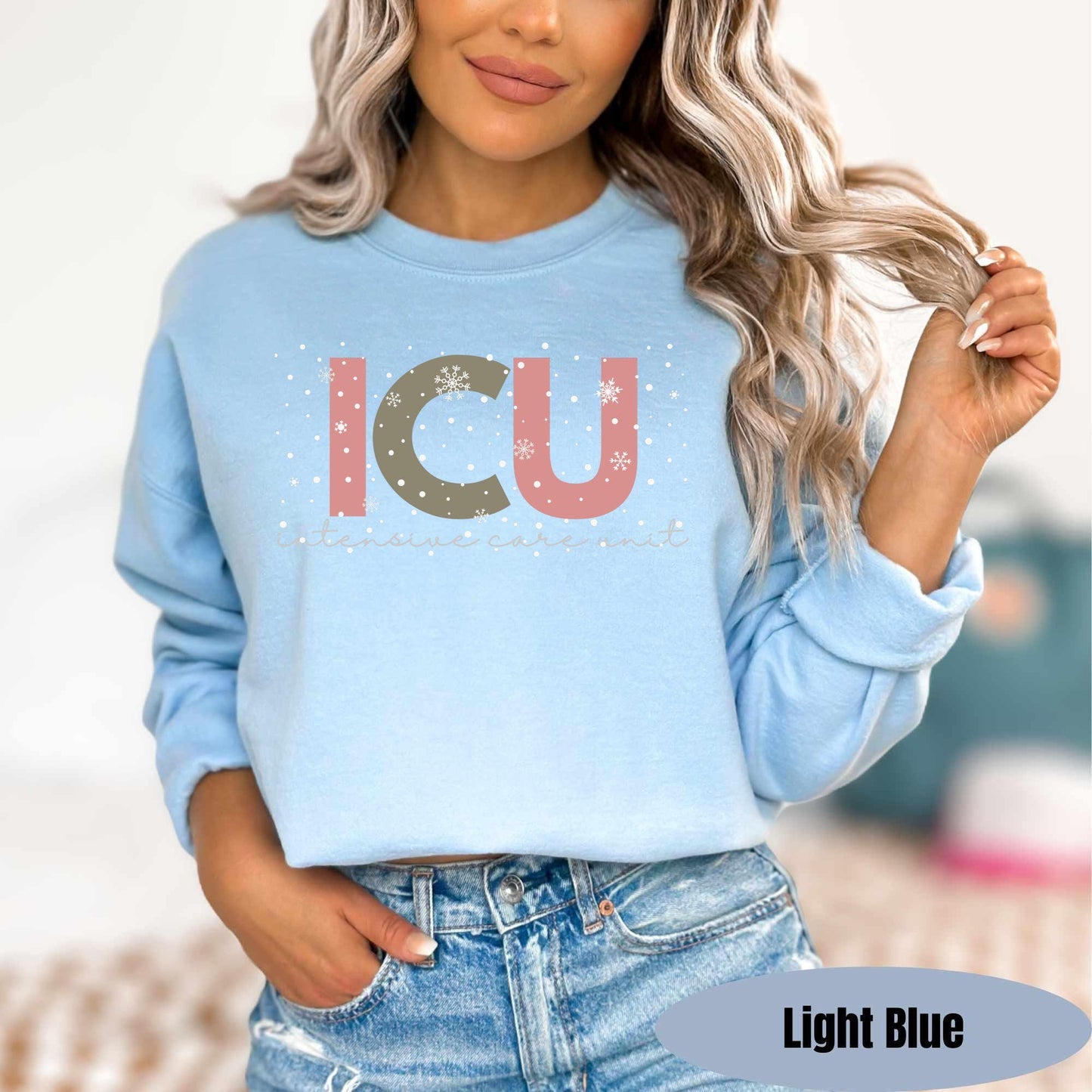 ICU Nurse Sweatshirt ICU Christmas Shirt ICU When You're Sleeping Rn Christmas T Shirt Critical Care Ccu Intensive Care Xmas Holiday Tee