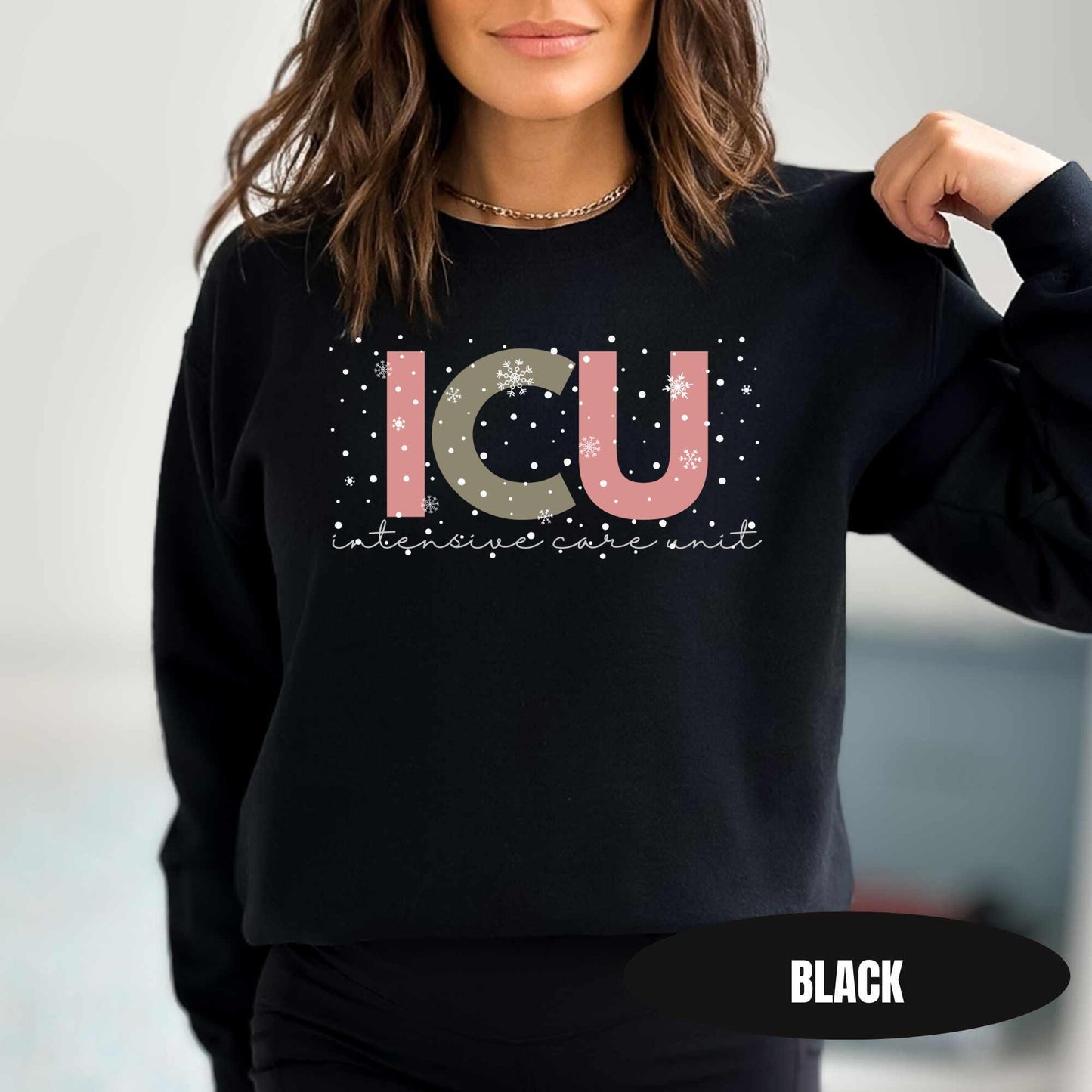 ICU Nurse Sweatshirt ICU Christmas Shirt ICU When You're Sleeping Rn Christmas T Shirt Critical Care Ccu Intensive Care Xmas Holiday Tee