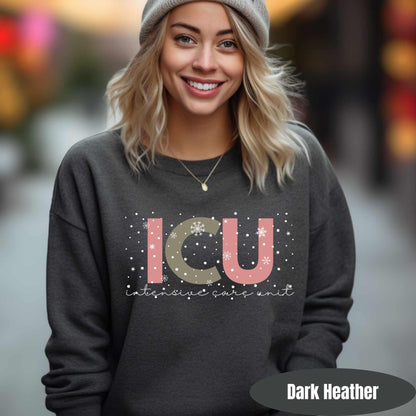 ICU Nurse Sweatshirt ICU Christmas Shirt ICU When You're Sleeping Rn Christmas T Shirt Critical Care Ccu Intensive Care Xmas Holiday Tee