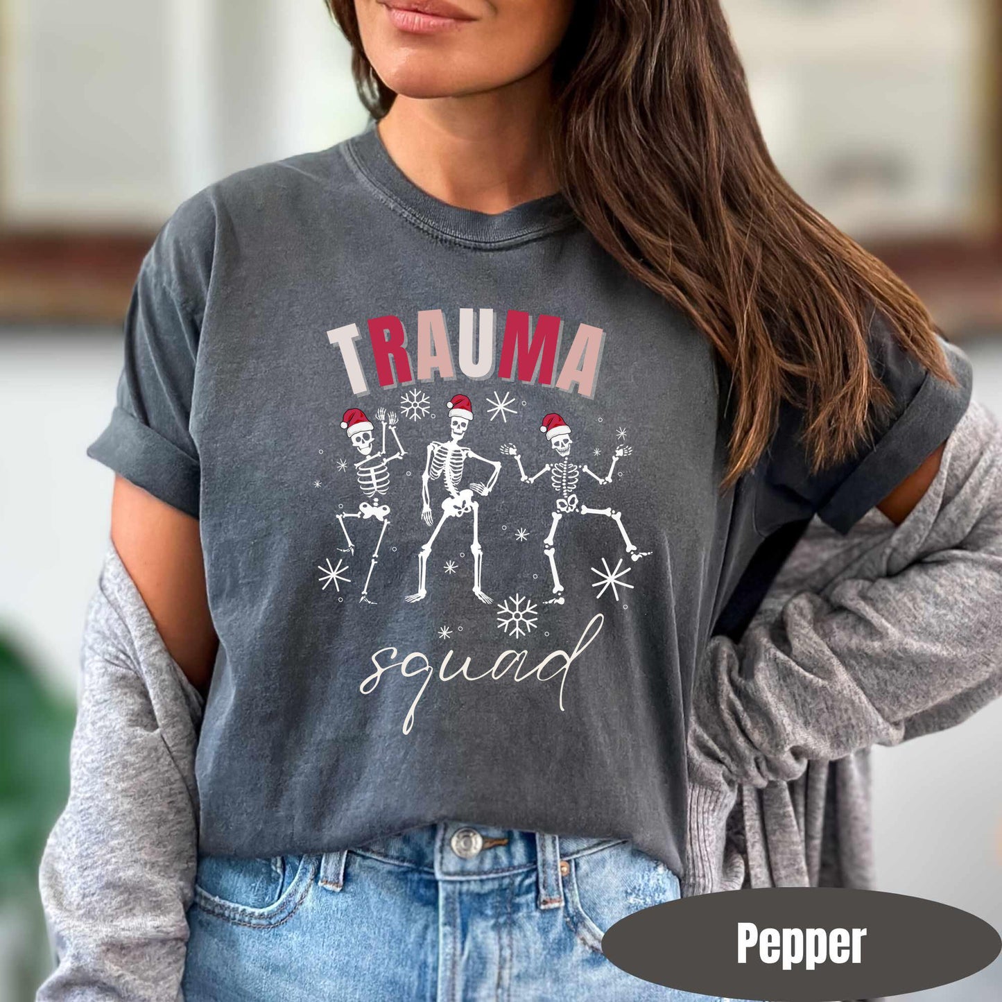 Comfort Colors Trauma Squad T-Shirt, Christmas ED Nurse Gift